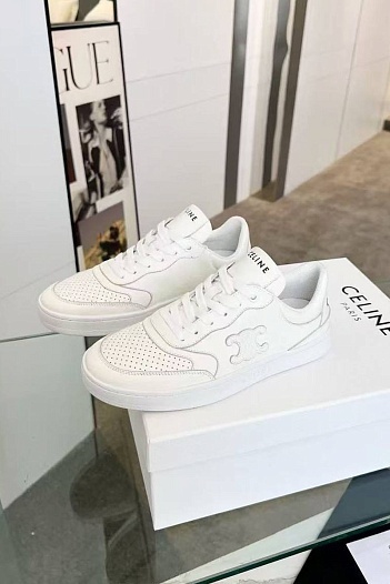 Женские кожаные кроссовки Celine Premium - White   