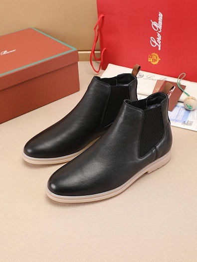 Кожаные ботинки с мехом Loro Piana   