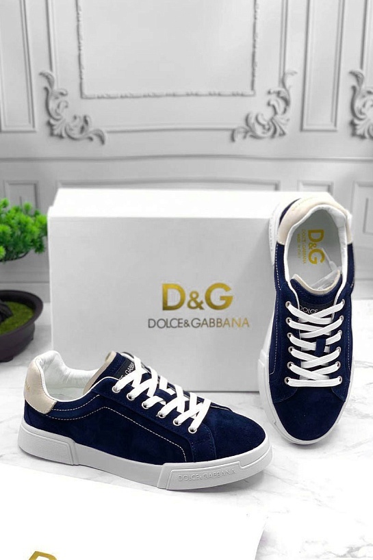 Замшевые кроссовки Dolce & Gabbana Portofino - Blue / White