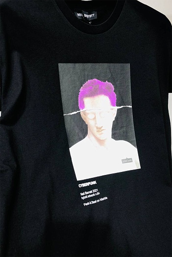 Чёрная оверсайз футболка Neil Barrett "Cyberpunk"   