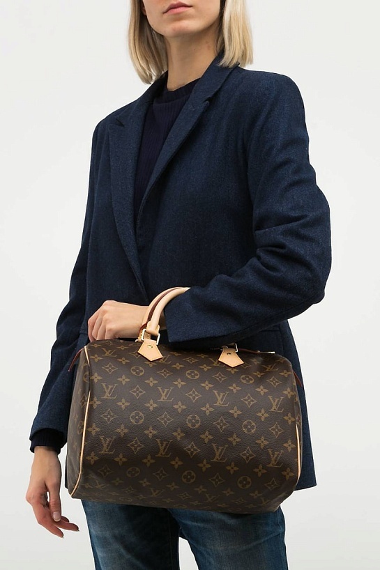 Кожаная сумка Louis Vuitton Speedy Bandouliere 30x20 см