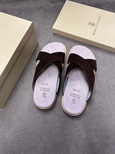 Замшевые шлёпанцы Brunello Cucinelli Crossover - Brown   
