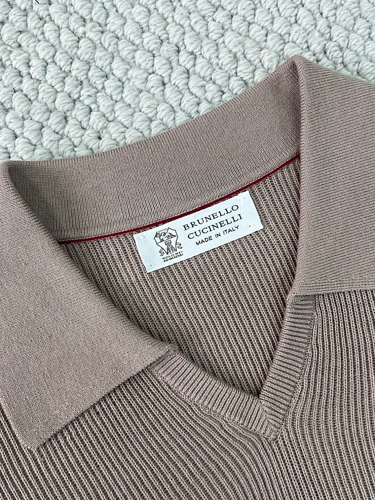 Мужское бежевое поло Brunello Cucinelli Premium