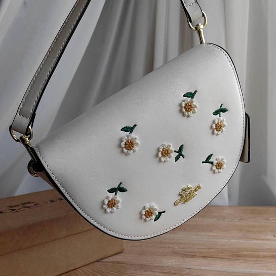 Кожаная сумка Coach Flower 19x14 см