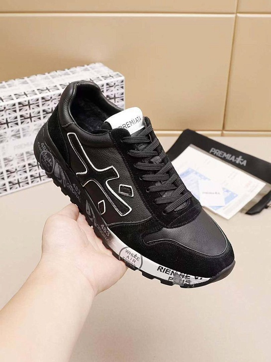 Комбинированные кроссовки с мехом Premiata low-top - Black
