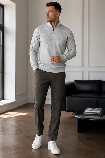 Мужской джемпер Hugo Boss quarter zip - Grey   