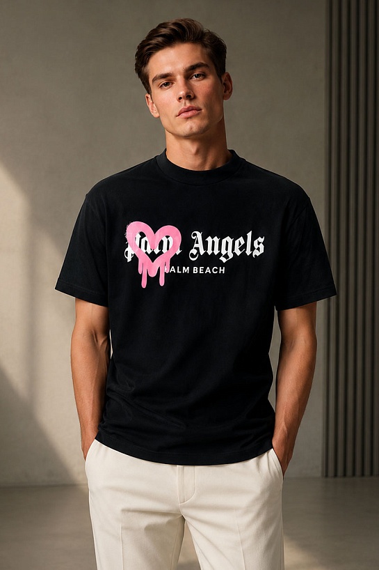 Оверсайз футболка Palm Angels Heart Sprayed Palm Beach