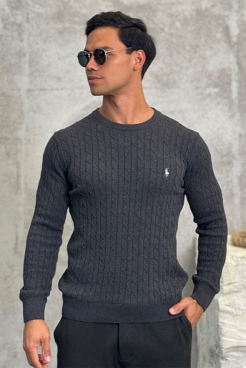 Мужской джемпер Polo Ralph Lauren cable-knit - Dark Grey   