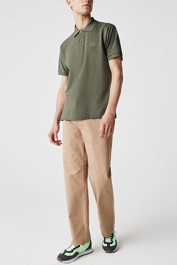 Мужское тёмно-зелёное поло Lacoste Classic Fit   