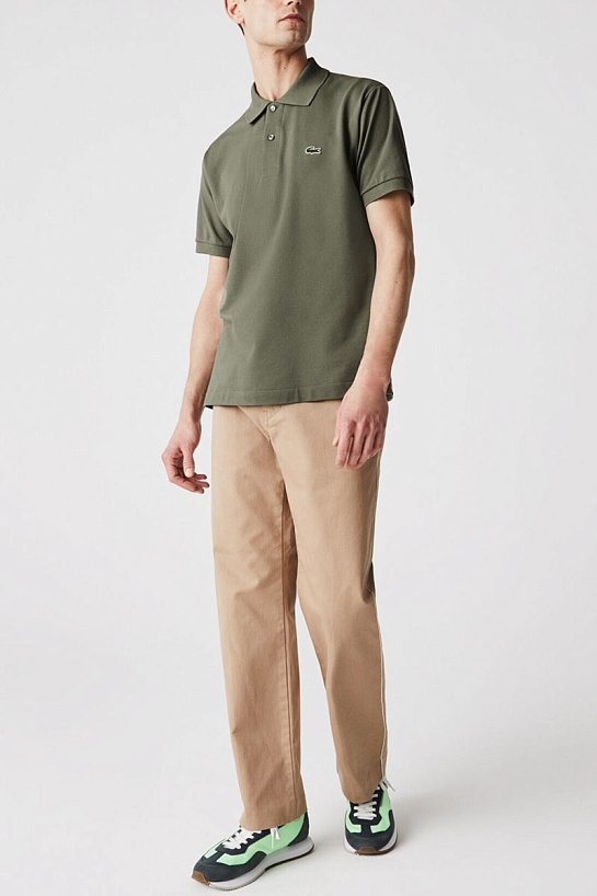 Мужское тёмно-зелёное поло Lacoste Classic Fit