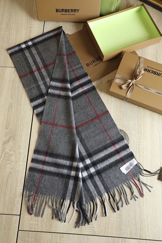 Шарф Burberry Check premium 168x30 см - Grey