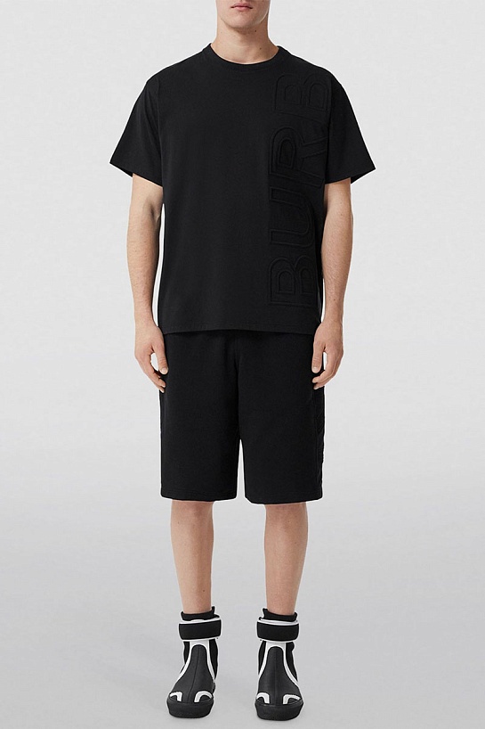 Чёрная оверсайз футболка Burberry logo-embossed