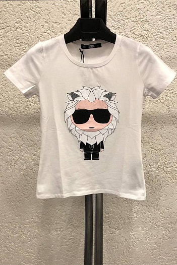 Женская белая футболка Karl Lagerfeld "Leo"   