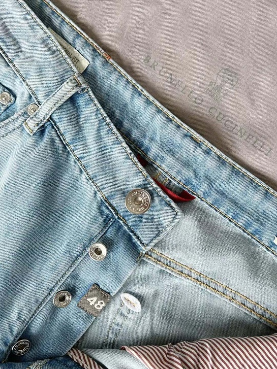 Мужские облегчённые джинсы Brunello Cucinelli Premium Traditional Fit - Blue