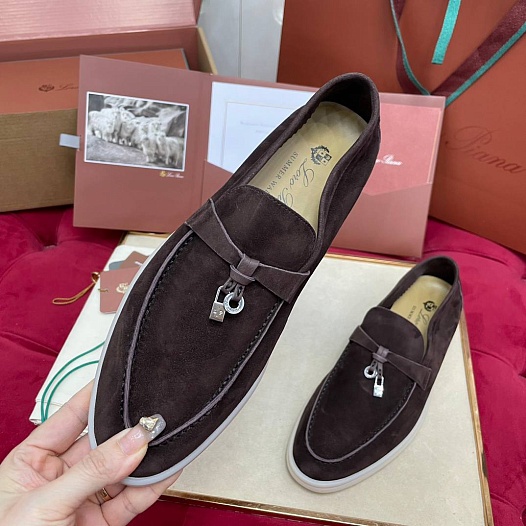 Женские замшевые лоферы Loro Piana Summer Charms Walk premium   