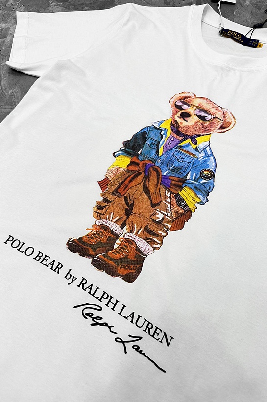 Мужская белая футболка Роlо Ralрh Lаurеn "Bear"