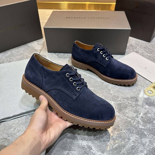 Замшевые ботинки Brunello Cucinelli синего цвета