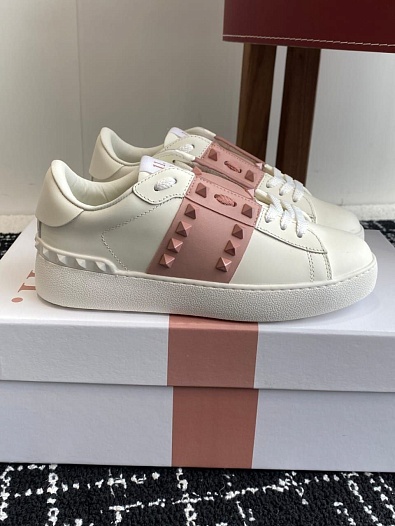 Женские кожаные кроссовки Valentino Premium - Pink   