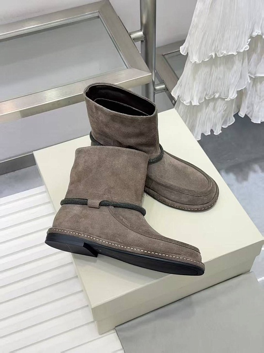 Женские замшевые сапоги Brunello Cucinelli premium - Beige