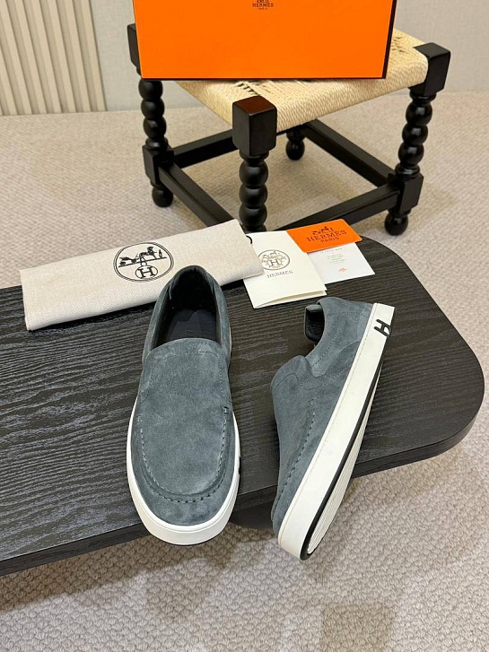 Мужские замшевые слипоны Hermes Kiddy - Grey