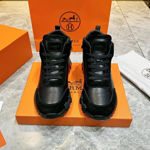 Кроссовки с мехом Hermes Bouncing high-top - Black   