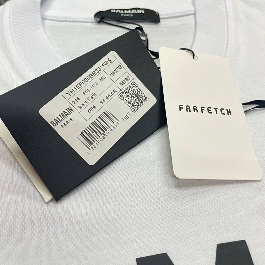 Футболка белого цвета Balmain Paris logo-print   