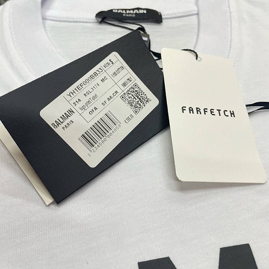 Футболка белого цвета Balmain Paris logo-print