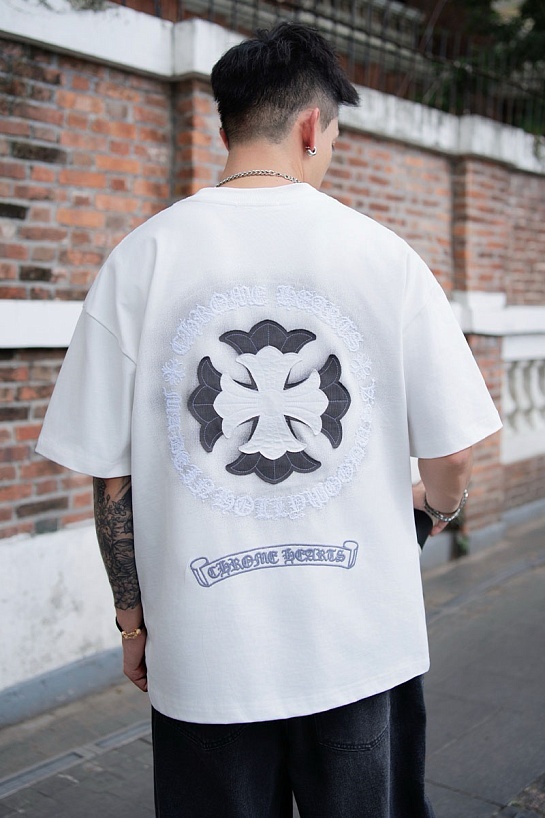 Белая оверсайз футболка Chrome Hearts Premium