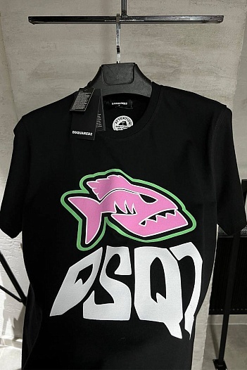 Чёрная футболка Dsquared2 Piranha graphic print   