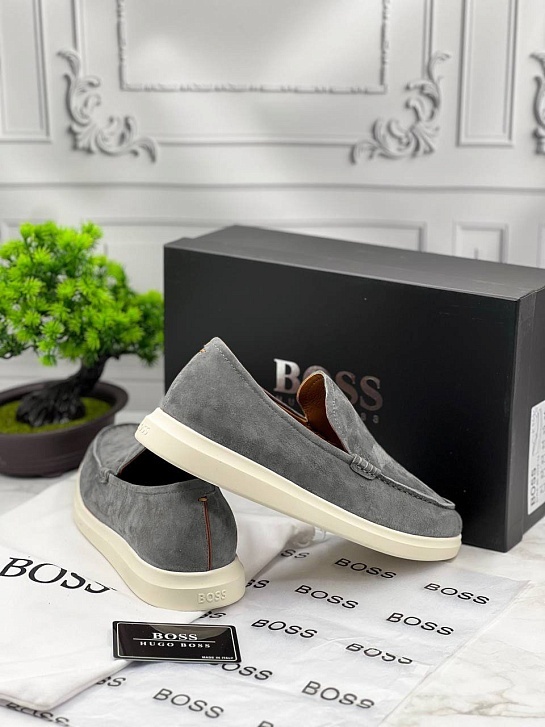 Мужские замшевые лоферы Hugo Boss Randy - Grey