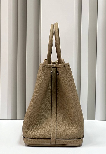 Женская кожаная сумка Hermes Garden Party Premium 36x26x17 см - Grey   
