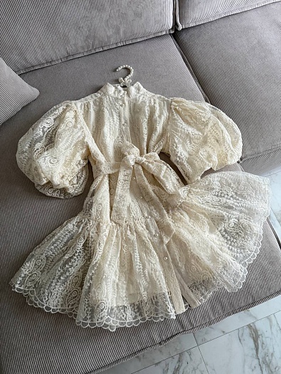 Женское кружевное платье Zimmermann premium белого цвета   