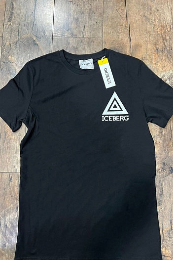 Мужская чёрная футболка Iceberg triangle logo-print   