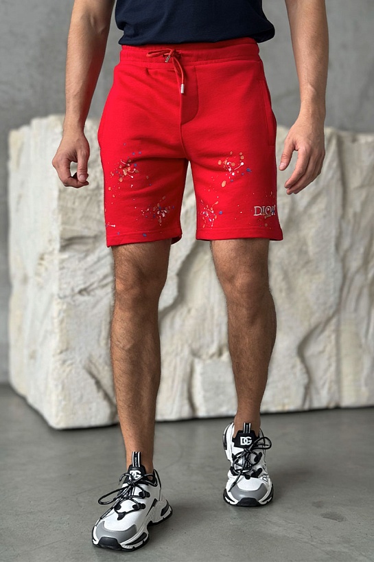 Красные шорты Dior Paint Splatter