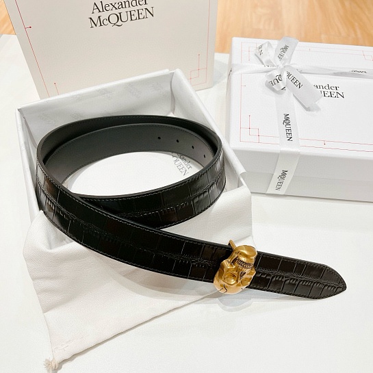 Кожаный ремень Alexander McQueen Skull Premium (ширина 3.5 см)