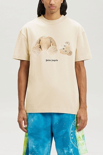 Бежевая оверсайз футболка Palm Angels Bear Classic   