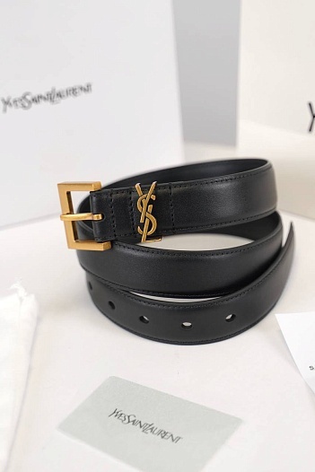 Кожаный ремень Yves Saint Laurent Cassandre (ширина 3 см, длина 80 / 85 см)   