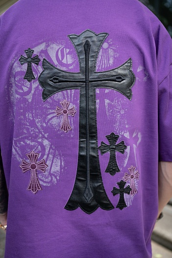 Фиолетовая оверсайз футболка Chrome Hearts Premium   