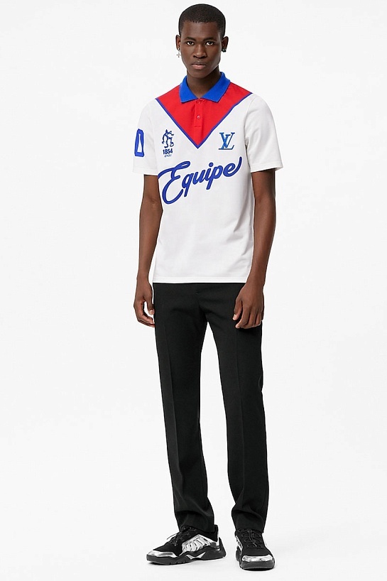 Мужское поло Louis Vuitton Launch The Equipe - White / Red / Blue