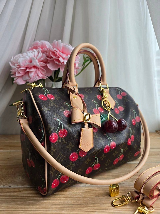 Кожаная сумка Louis Vuitton x Takashi Murakami Cherry Speedy 30x22 см