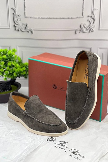 Замшевые лоферы Loro Piana Summer Walk - Brown   