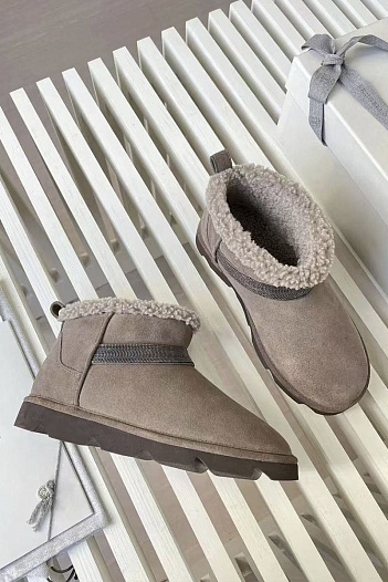 Женские замшевые угги с мехом Brunello Cucinelli Premium - Brown   