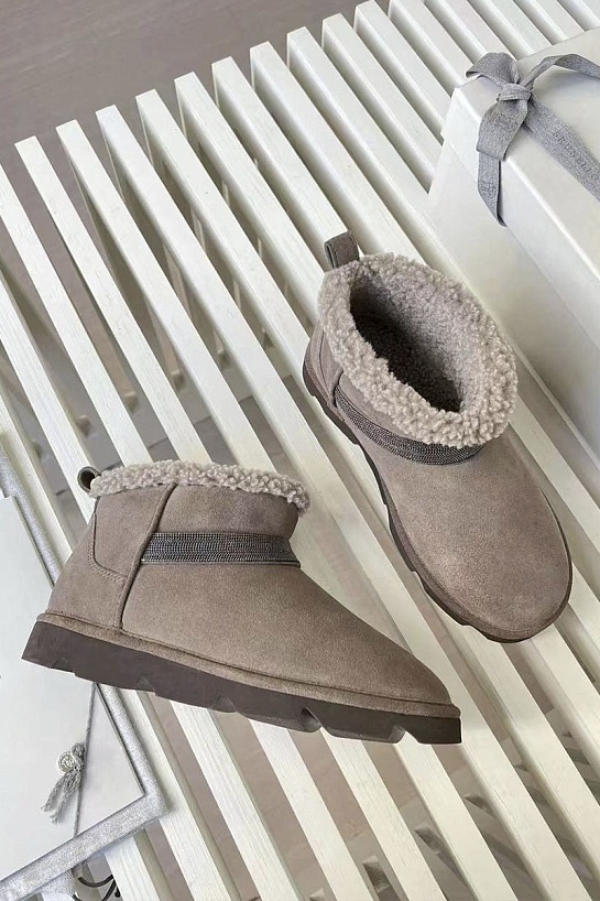 Женские замшевые угги с мехом Brunello Cucinelli Premium - Brown