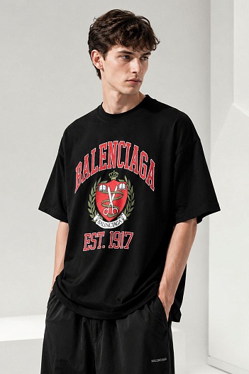 Оверсайз футболка Balenciaga est.1917 - Black   