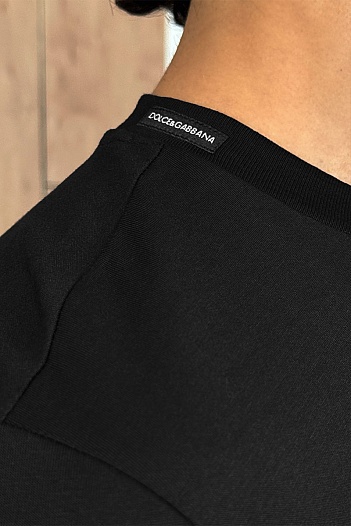 Футболка чёрного цвета Dolce & Gabbana logo-embroidered   