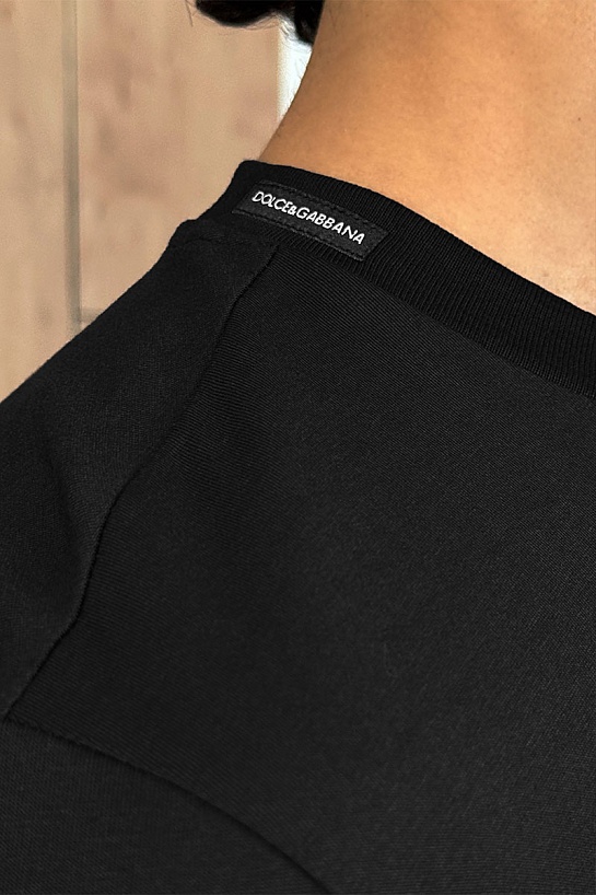 Футболка чёрного цвета Dolce & Gabbana logo-embroidered