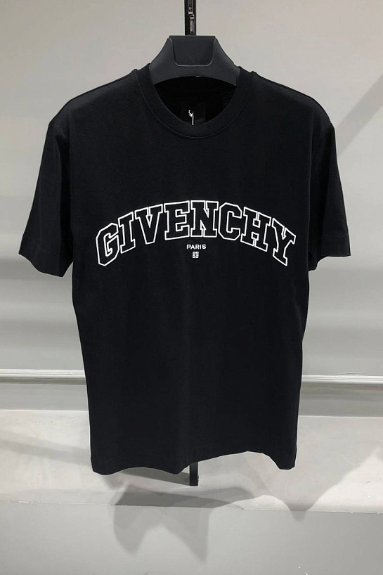 Чёрная футболка Givenchy College logo-embroidered