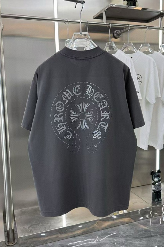 Серая оверсайз футболка Chrome Hearts Premium