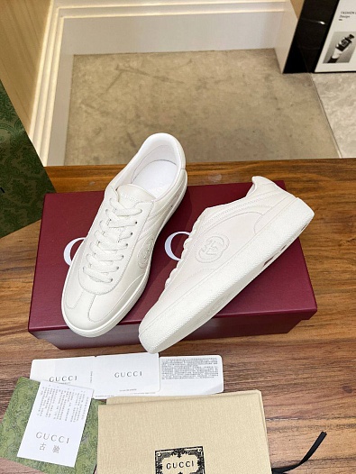 Женские кожаные кеды Gucci Premium - White   
