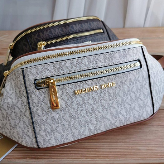 Кожаная поясная сумка Michael Kors Mott 33x16 см - White   